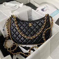 Chanel AS4368 Large HOBO Bag Shiny Crumpled Lambskin & Gold-Tone Metal Black - Default Title - View 1