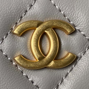 Chanel AS4368 Large HOBO Bag Shiny Crumpled Lambskin & Gold-Tone Metal Gray - Default Title - View 3