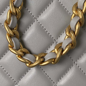 Chanel AS4368 Large HOBO Bag Shiny Crumpled Lambskin & Gold-Tone Metal Gray - Default Title - View 6