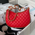 Chanel AS4368 Large HOBO Bag Shiny Crumpled Lambskin & Gold-Tone Metal Red - Default Title - View 1