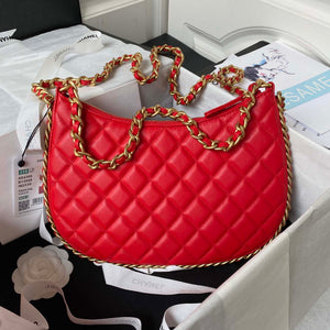 Chanel AS4368 Large HOBO Bag Shiny Crumpled Lambskin & Gold-Tone Metal Red - Default Title - View 2