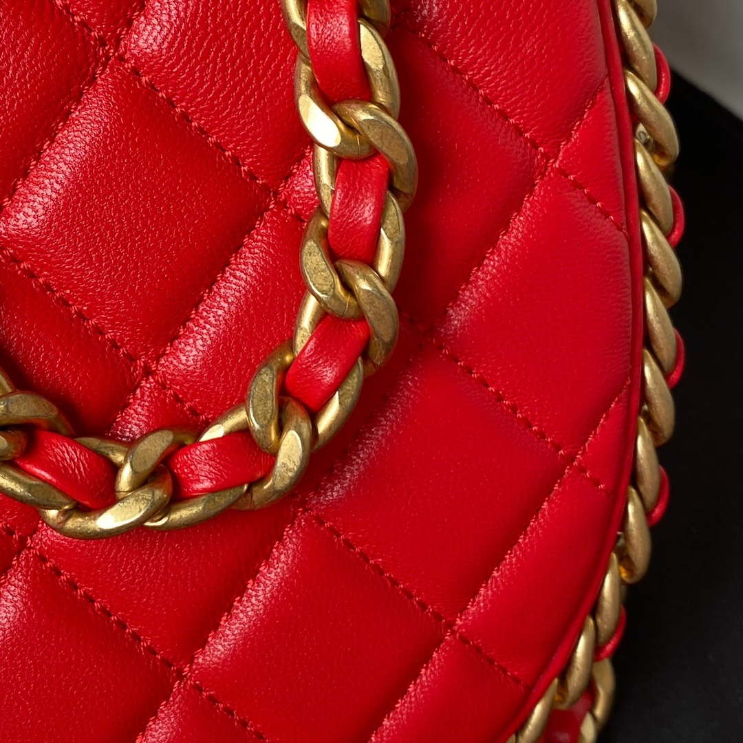 Chanel AS4368 Large HOBO Bag Shiny Crumpled Lambskin & Gold-Tone Metal Red - Default Title - View 4