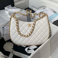 Chanel AS4368 Large HOBO Bag Shiny Crumpled Lambskin & Gold-Tone Metal White - Default Title - View 1