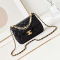 Chanel AS4384 Mini Flap Bag Pearly Lambskin  Imitation Pearls & Gold-Tone Metal Black - Default Title - View 1