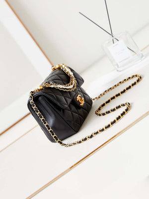 Chanel AS4384 Mini Flap Bag Pearly Lambskin  Imitation Pearls & Gold-Tone Metal Black - Default Title - View 3