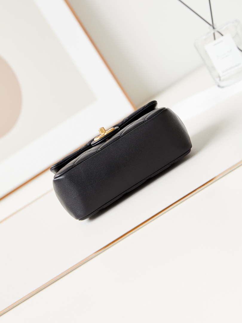Chanel AS4384 Mini Flap Bag Pearly Lambskin  Imitation Pearls & Gold-Tone Metal Black