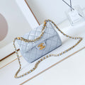 Chanel AS4384 Mini Flap Bag Pearly Lambskin Imitation Pearls & Gold-Tone Metal Blue - Default Title - View 1