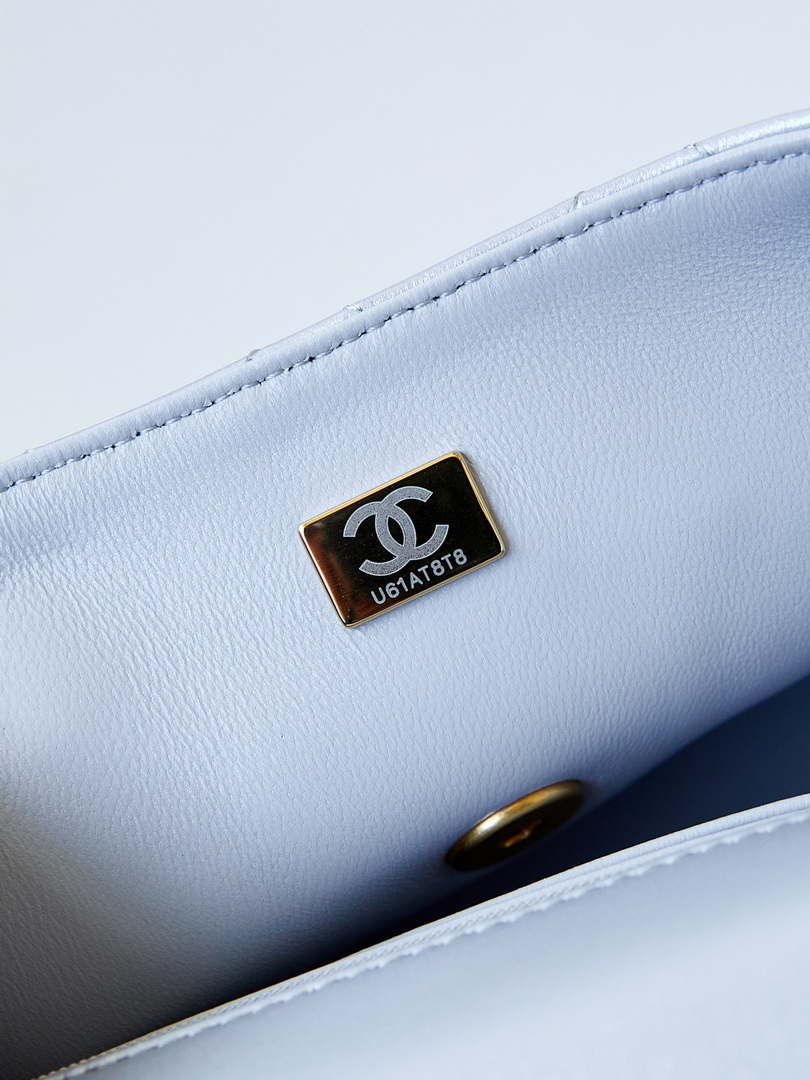 Chanel AS4384 Mini Flap Bag Pearly Lambskin Imitation Pearls & Gold-Tone Metal Blue - Default Title - View 9