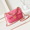 Chanel AS4384 Mini Flap Bag Pearly Lambskin Imitation Pearls & Gold-Tone Metal Hot Pink - Default Title - View 1