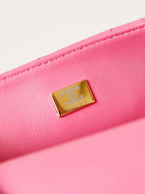 Chanel AS4384 Mini Flap Bag Pearly Lambskin Imitation Pearls & Gold-Tone Metal Hot Pink - Default Title - View 9