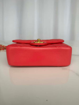 Chanel AS4384 Mini Flap Bag Pearly Lambskin Imitation Pearls & Gold-Tone Metal Red - Default Title - View 4
