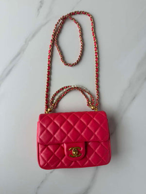 Chanel AS4384 Mini Flap Bag Pearly Lambskin Imitation Pearls & Gold-Tone Metal Red - Default Title - View 6