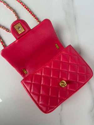 Chanel AS4384 Mini Flap Bag Pearly Lambskin Imitation Pearls & Gold-Tone Metal Red - Default Title - View 7
