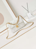 Chanel AS4384 Mini Flap Bag Pearly Lambskin Imitation Pearls & Gold-Tone Metal White