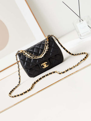 Chanel AS4385 Mini Flap Bag Pearly Lambskin Imitation Pearls & Gold-Tone Metal Black - Default Title - View 1