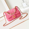 Chanel AS4385 Mini Flap Bag Pearly Lambskin Imitation Pearls & Gold-Tone Metal Hot Pink - Default Title - View 1
