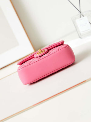 Chanel AS4385 Mini Flap Bag Pearly Lambskin Imitation Pearls & Gold-Tone Metal Hot Pink - Default Title - View 6
