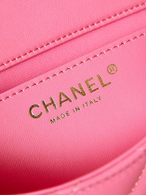 Chanel AS4385 Mini Flap Bag Pearly Lambskin Imitation Pearls & Gold-Tone Metal Hot Pink - Default Title - View 8