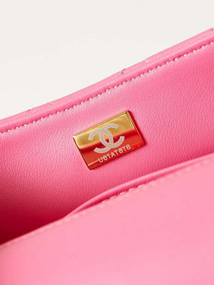 Chanel AS4385 Mini Flap Bag Pearly Lambskin Imitation Pearls & Gold-Tone Metal Hot Pink - Default Title - View 9