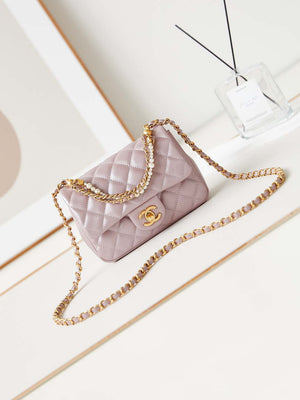 Chanel AS4385 Mini Flap Bag Pearly Lambskin Imitation Pearls & Gold-Tone Metal Pink - Default Title - View 1