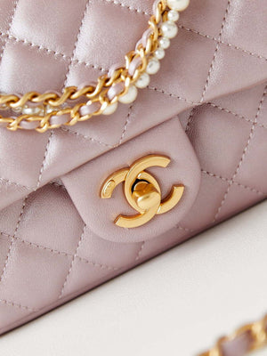 Chanel AS4385 Mini Flap Bag Pearly Lambskin Imitation Pearls & Gold-Tone Metal Pink - Default Title - View 2