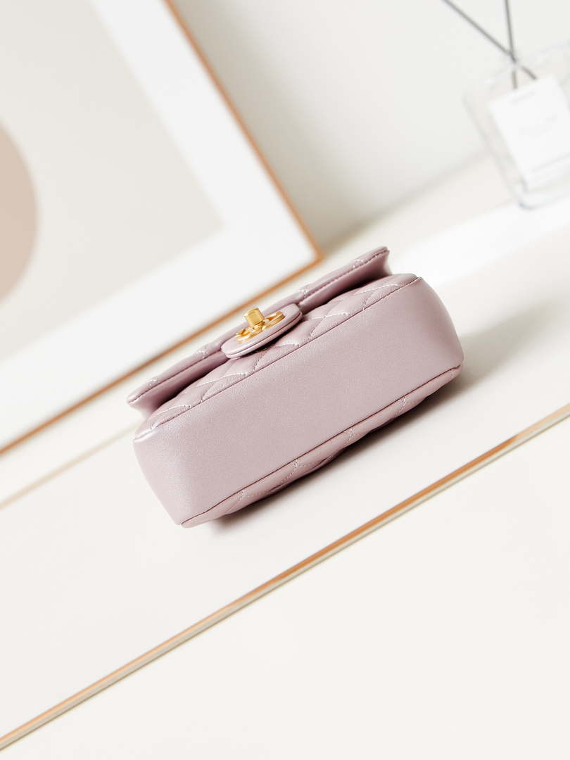 Chanel AS4385 Mini Flap Bag Pearly Lambskin Imitation Pearls & Gold-Tone Metal Pink - Default Title - View 6