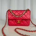 Chanel AS4385 Mini Flap Bag Pearly Lambskin Imitation Pearls & Gold-Tone Metal Red - Default Title - View 1