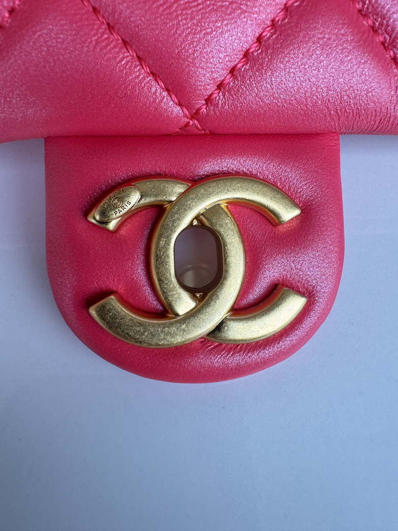 Chanel AS4385 Mini Flap Bag Pearly Lambskin Imitation Pearls & Gold-Tone Metal Red