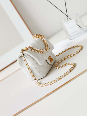 Chanel AS4385 Mini Flap Bag Pearly Lambskin Imitation Pearls & Gold-Tone Metal White - Default Title - View 4