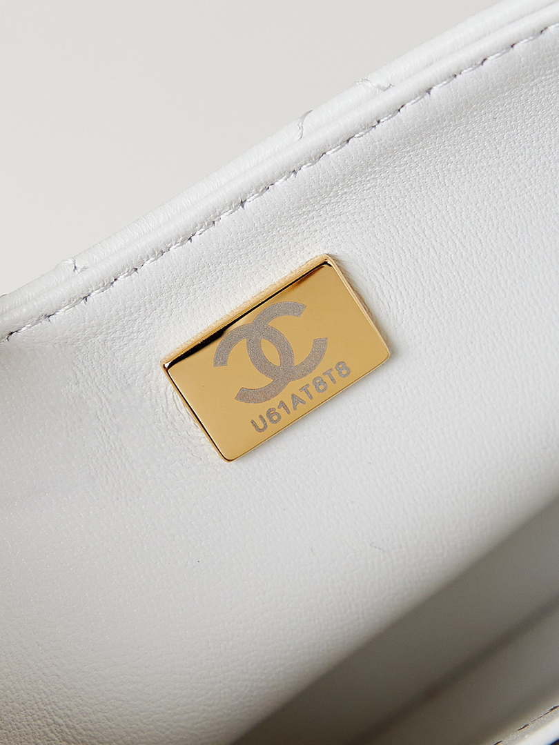 Chanel AS4385 Mini Flap Bag Pearly Lambskin Imitation Pearls & Gold-Tone Metal White - Default Title - View 9