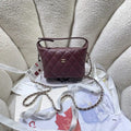 Chanel AS4386 Clutch with chain Grained Shiny Calfskin Wine Red