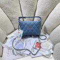 Chanel AS4386 Clutch with chain Grained Shiny Calfskin Blue