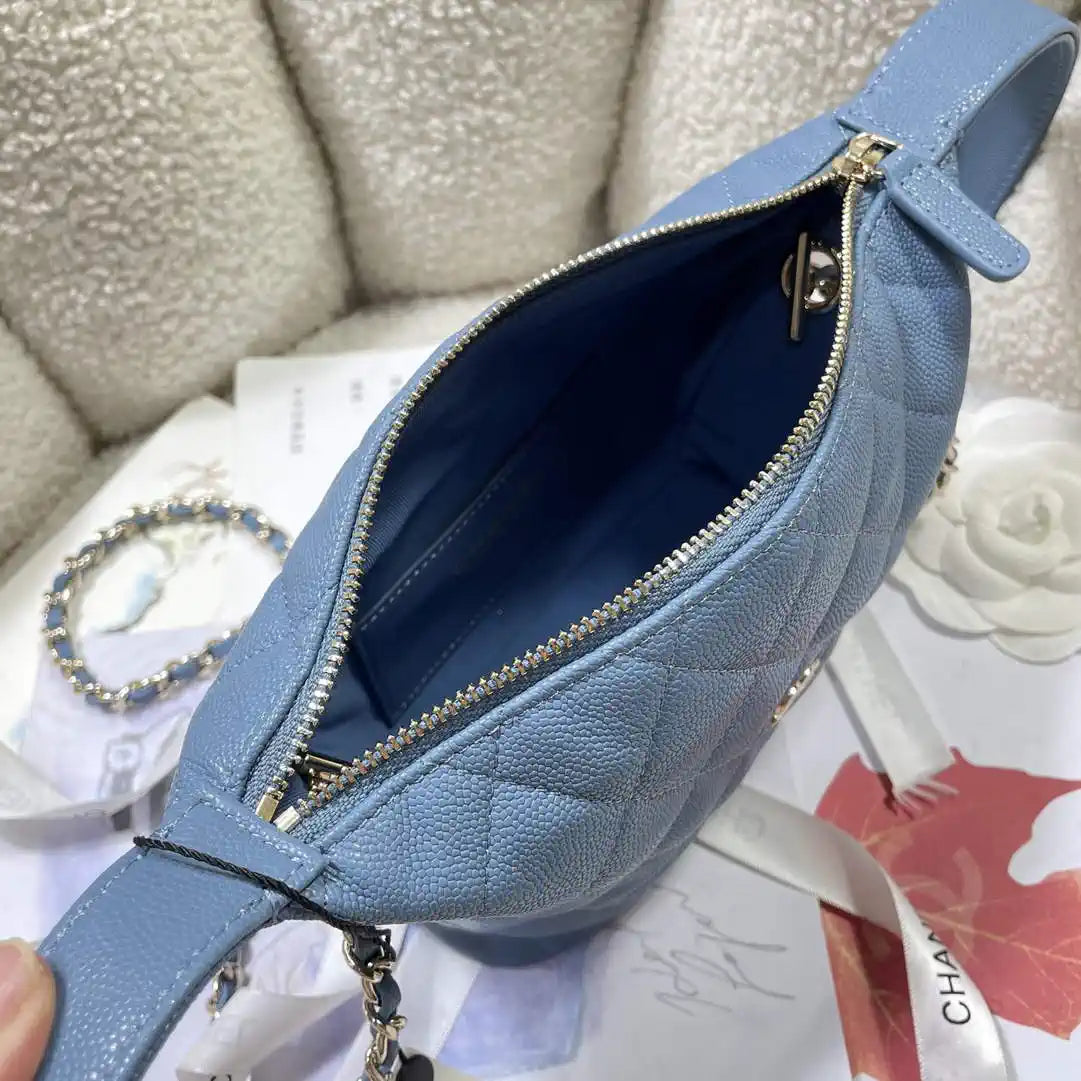 Chanel AS4386 Clutch with chain Grained Shiny Calfskin Blue