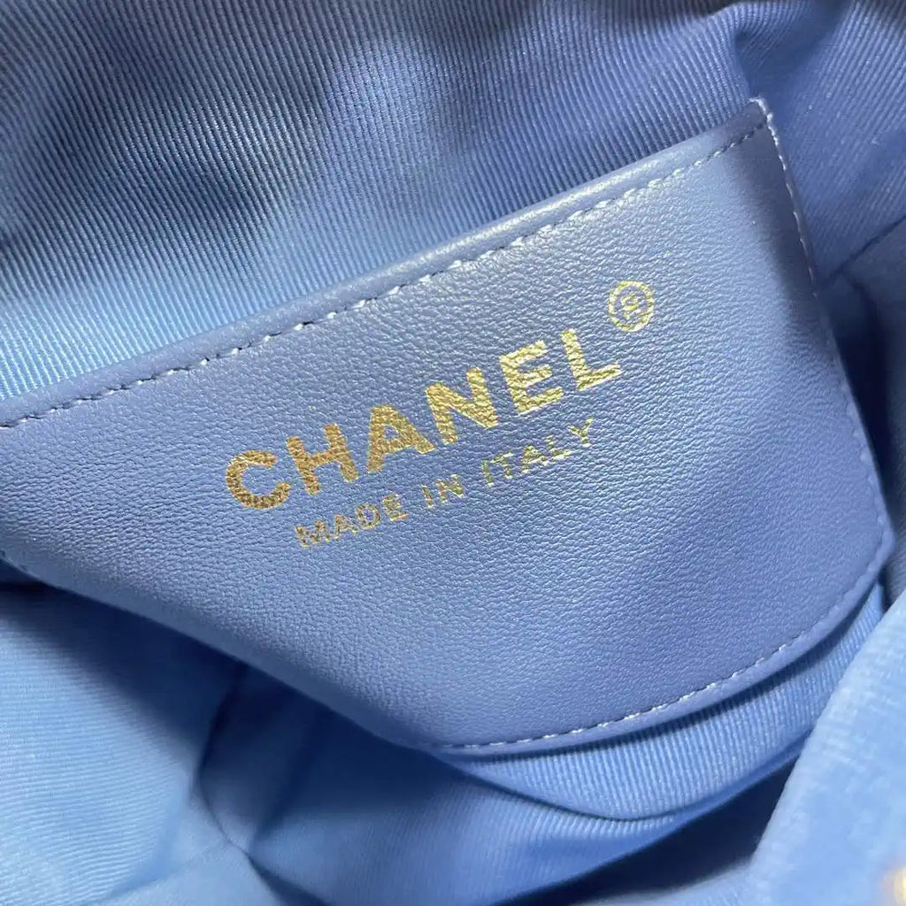 Chanel AS4386 Clutch with chain Grained Shiny Calfskin Blue