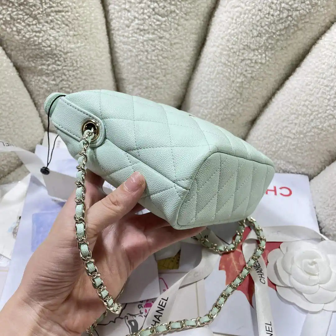 Chanel AS4386 Clutch with chain Grained Shiny Calfskin Ligth Green