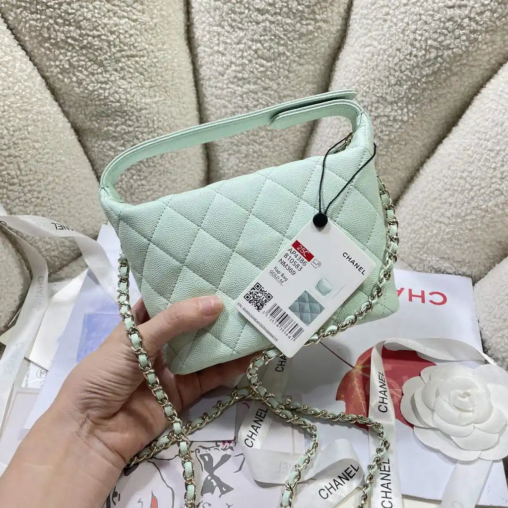 Chanel AS4386 Clutch with chain Grained Shiny Calfskin Ligth Green