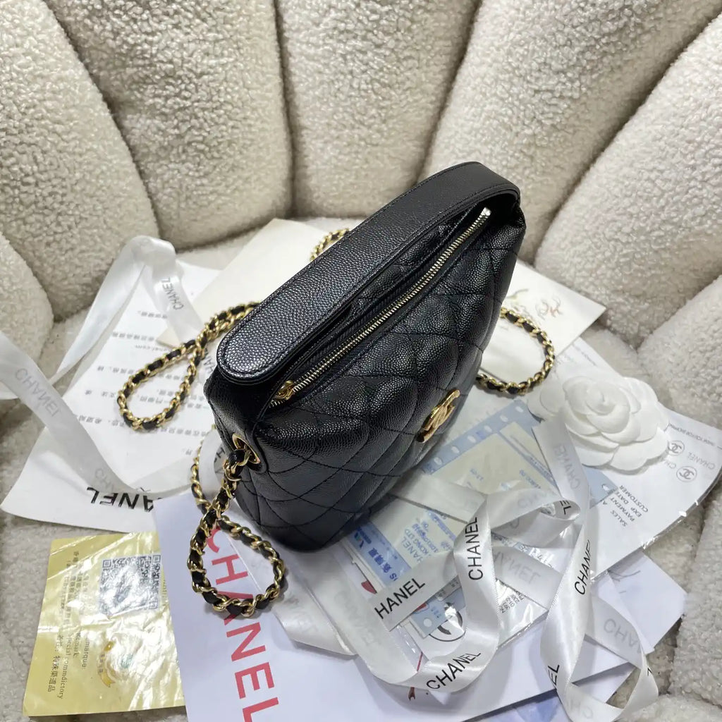 Chanel AS4386 Clutch with chain Grained Shiny Calfskin Black