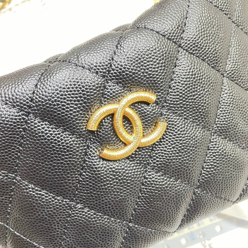 Chanel AS4386 Clutch with chain Grained Shiny Calfskin Black
