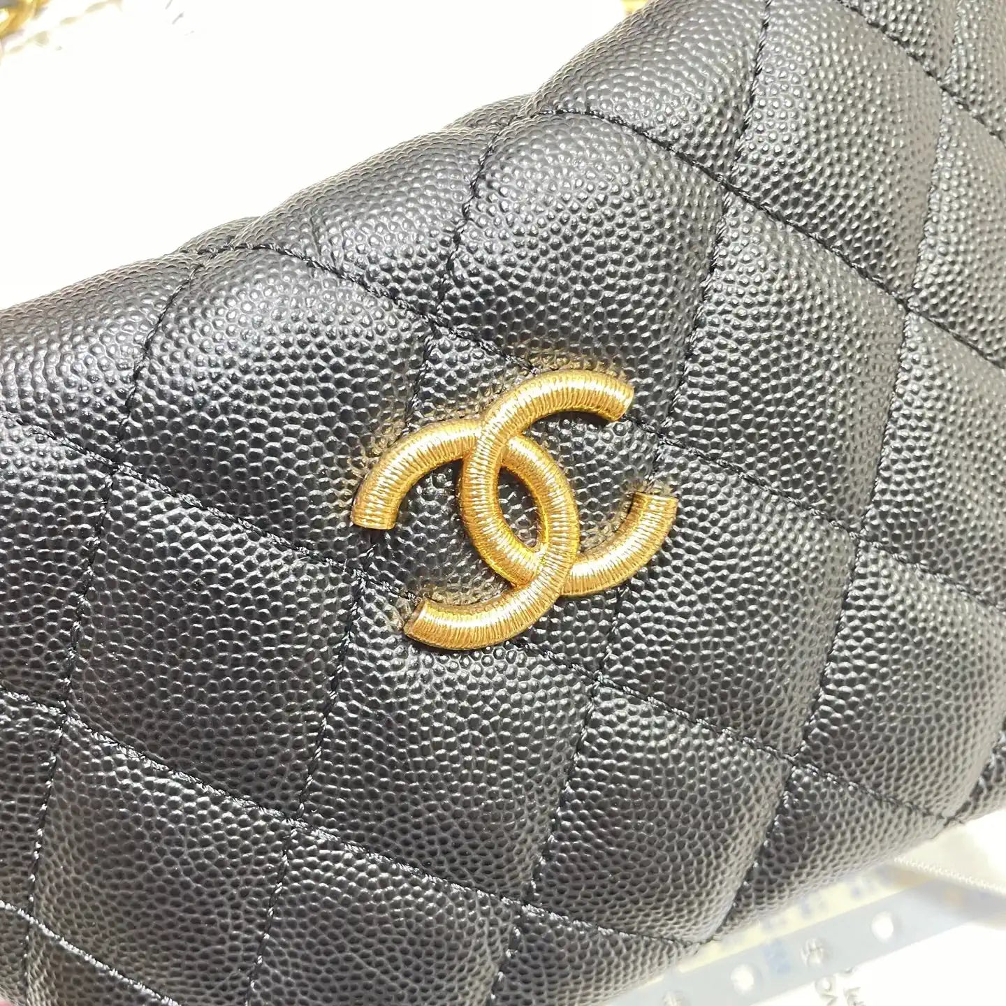 Chanel AS4386 Clutch with chain Grained Shiny Calfskin Black