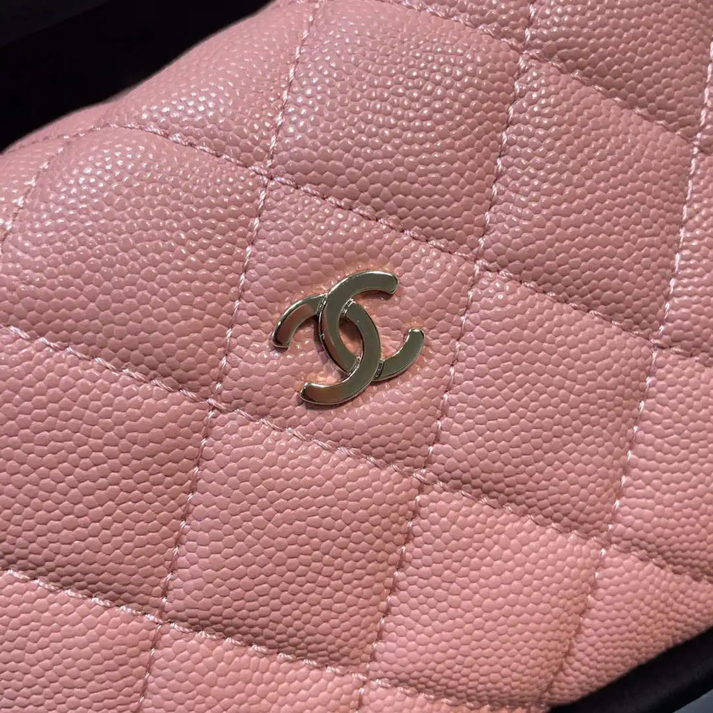 Chanel AS4386 Clutch with chain Grained Shiny Calfskin Pink