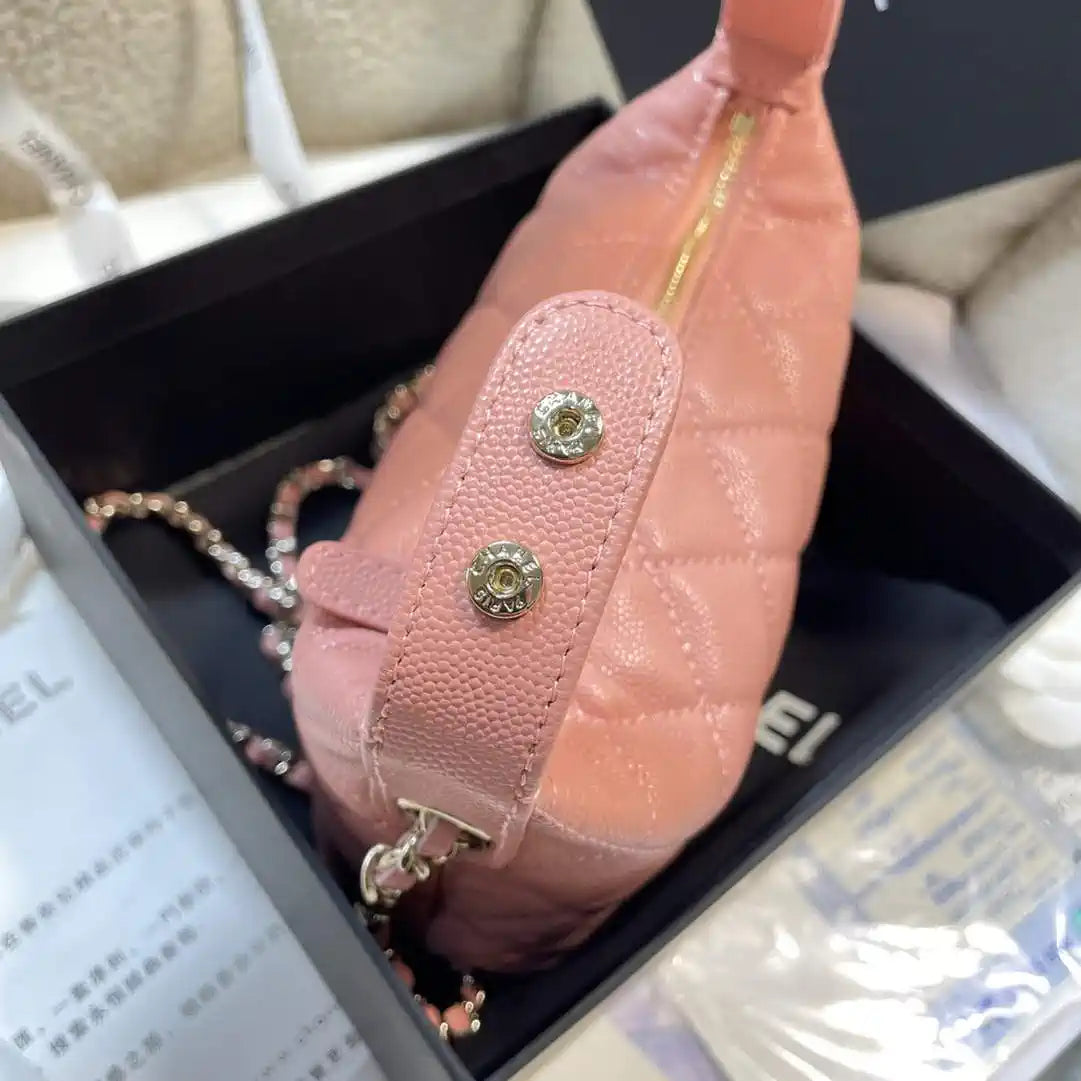 Chanel AS4386 Clutch with chain Grained Shiny Calfskin Pink