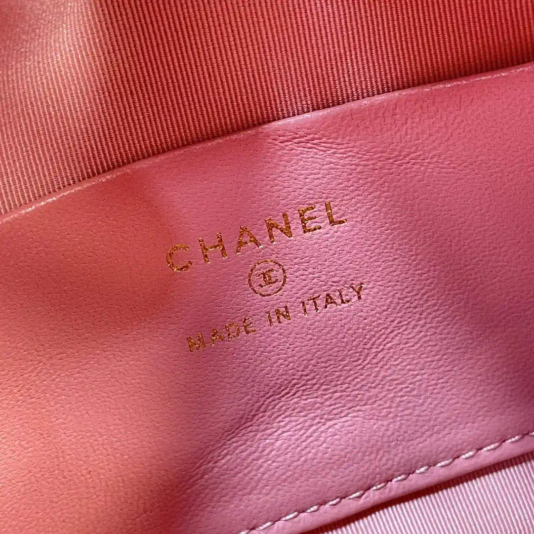 Chanel AS4386 Clutch with chain Grained Shiny Calfskin Pink