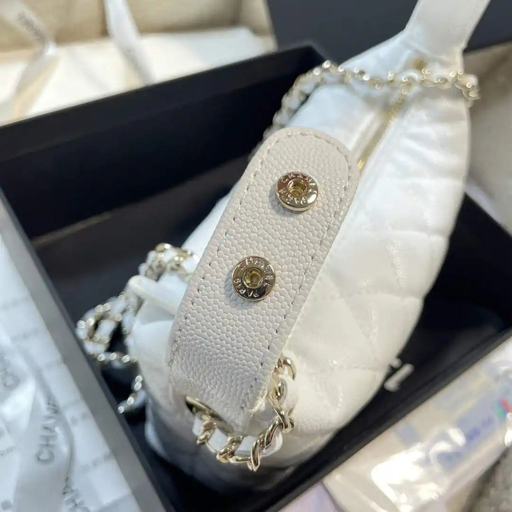 Chanel AS4386 Clutch with chain Grained Shiny Calfskin White