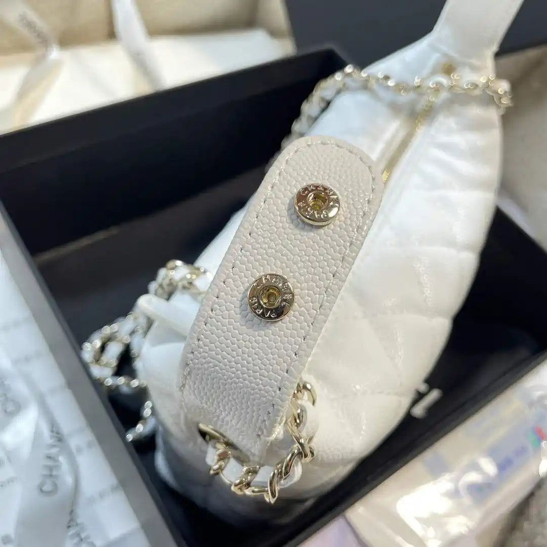 Chanel AS4386 Clutch with chain Grained Shiny Calfskin White