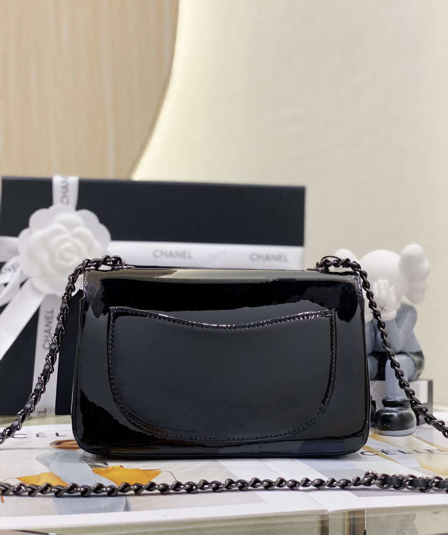 Chanel AS4388 Small Flap Bag Patent Calfskin & Black Metal Pink - Default Title - View 4