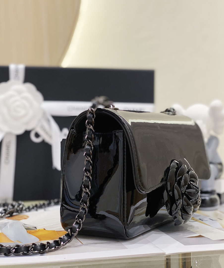 Chanel AS4388 Small Flap Bag Patent Calfskin & Black Metal Pink