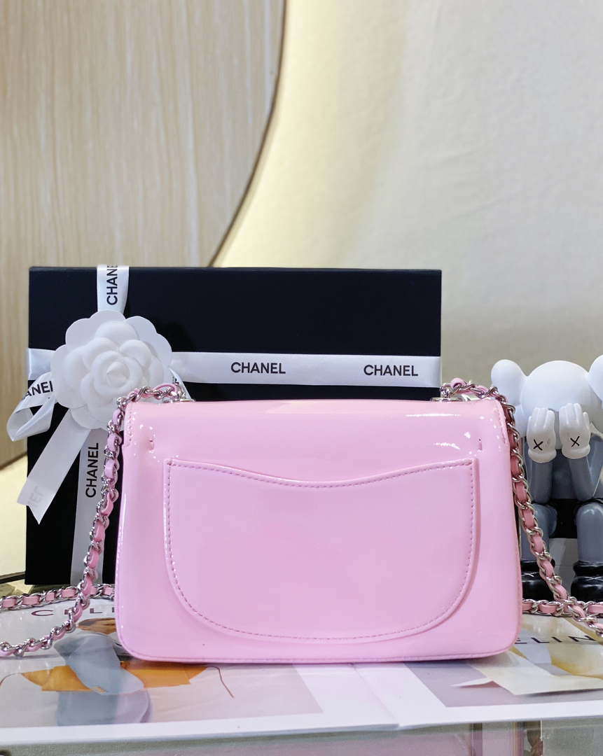 Chanel AS4388 Small Flap Bag Patent Calfskin & Gold Metal Pink