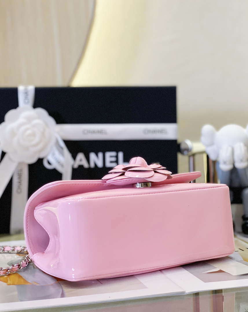 Chanel AS4388 Small Flap Bag Patent Calfskin & Gold Metal Pink - Default Title - View 5
