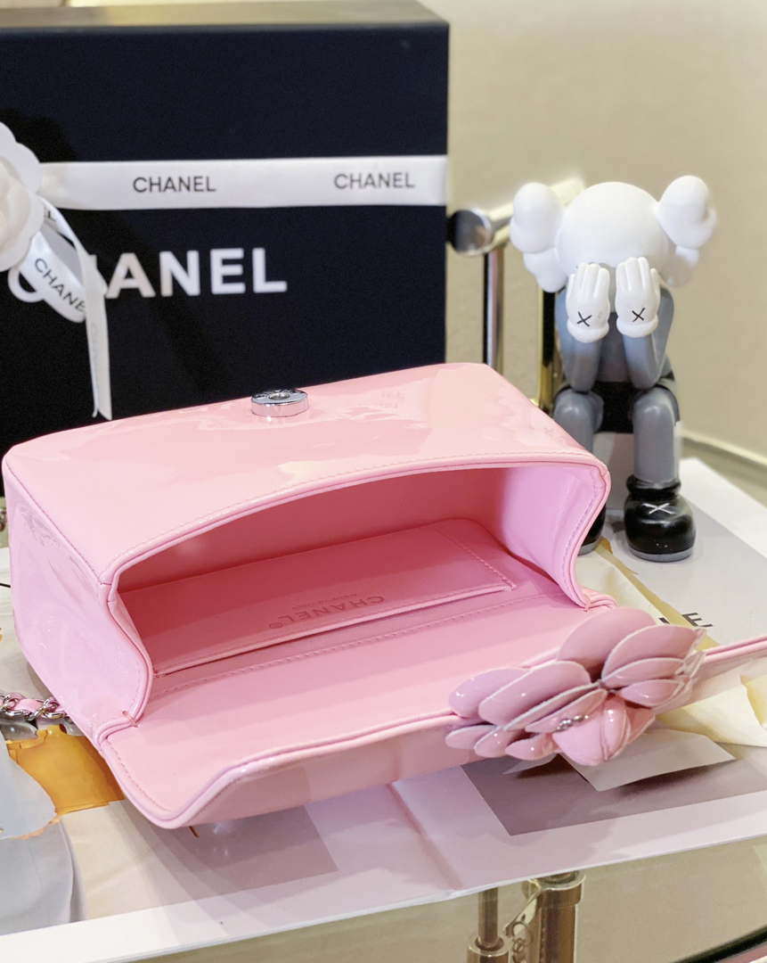 Chanel AS4388 Small Flap Bag Patent Calfskin & Gold Metal Pink