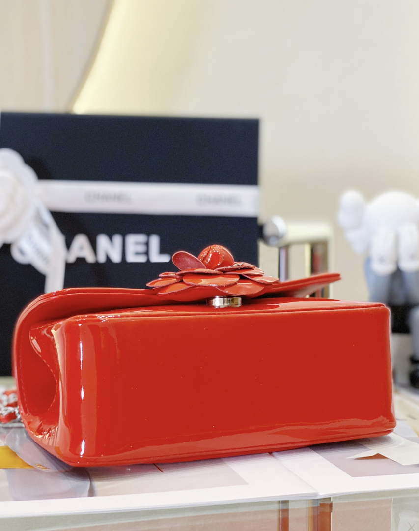 Chanel AS4388 Small Flap Bag Patent Calfskin & Gold Metal Red - Default Title - View 5